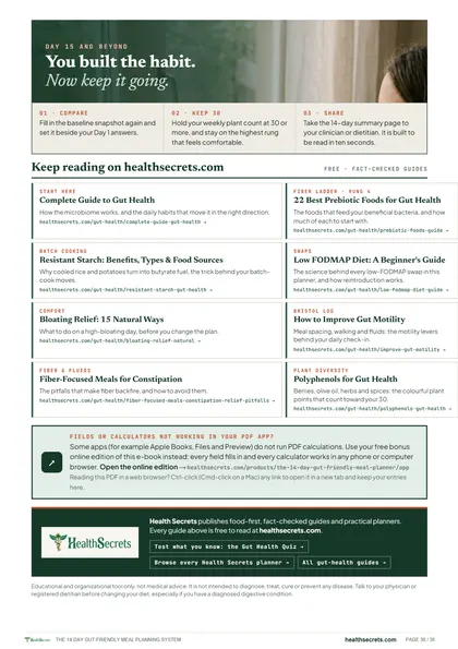 The 14-Day Gut-Friendly Meal Planning System: Day 15 and beyond, with free guides to keep reading
