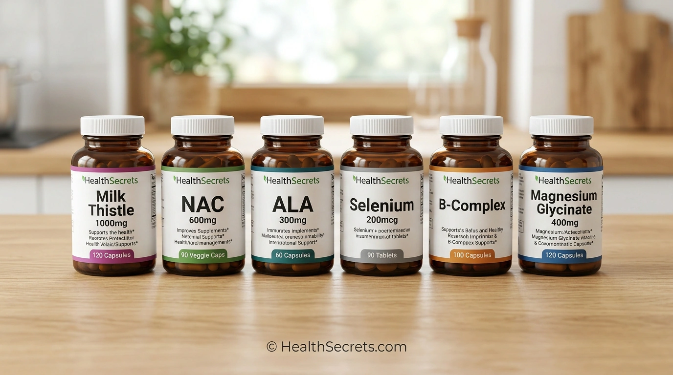 Evidence-based liver support supplement stack including milk thistle, NAC, and alpha-lipoic acid