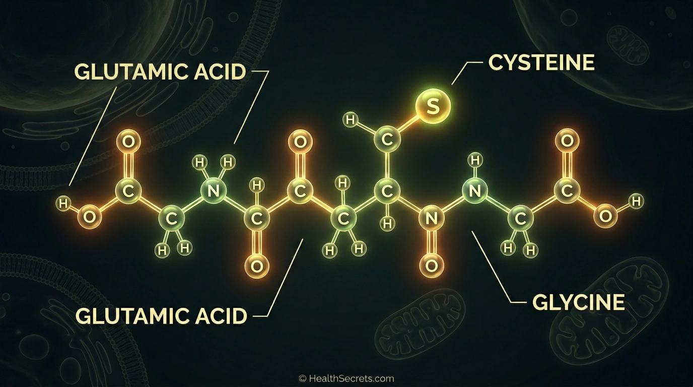 Infographic illustrating glutathione Phase II liver detoxification pathway from toxin conjugation to elimination
