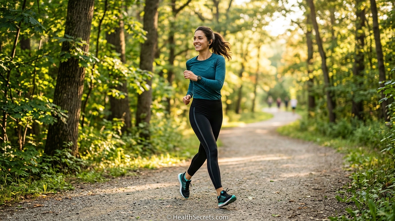 Person doing moderate exercise outdoors to reduce chronic inflammation naturally