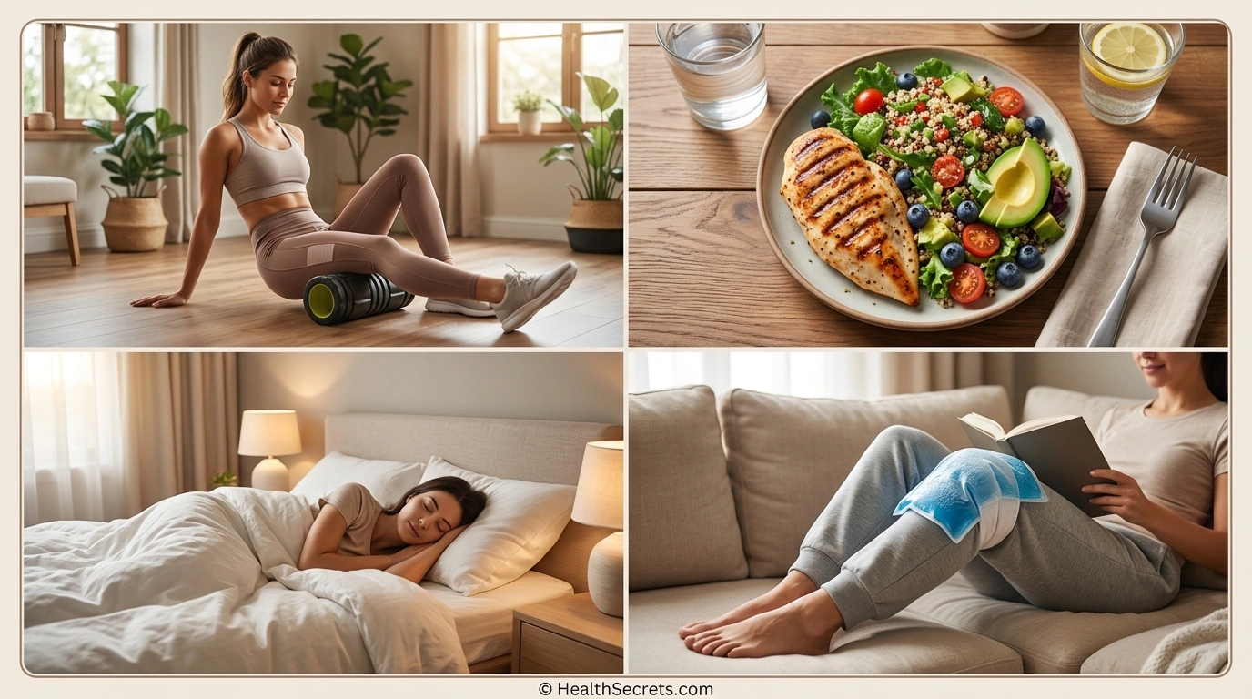 Exercise recovery strategies including foam rolling anti-inflammatory nutrition sleep and cold therapy