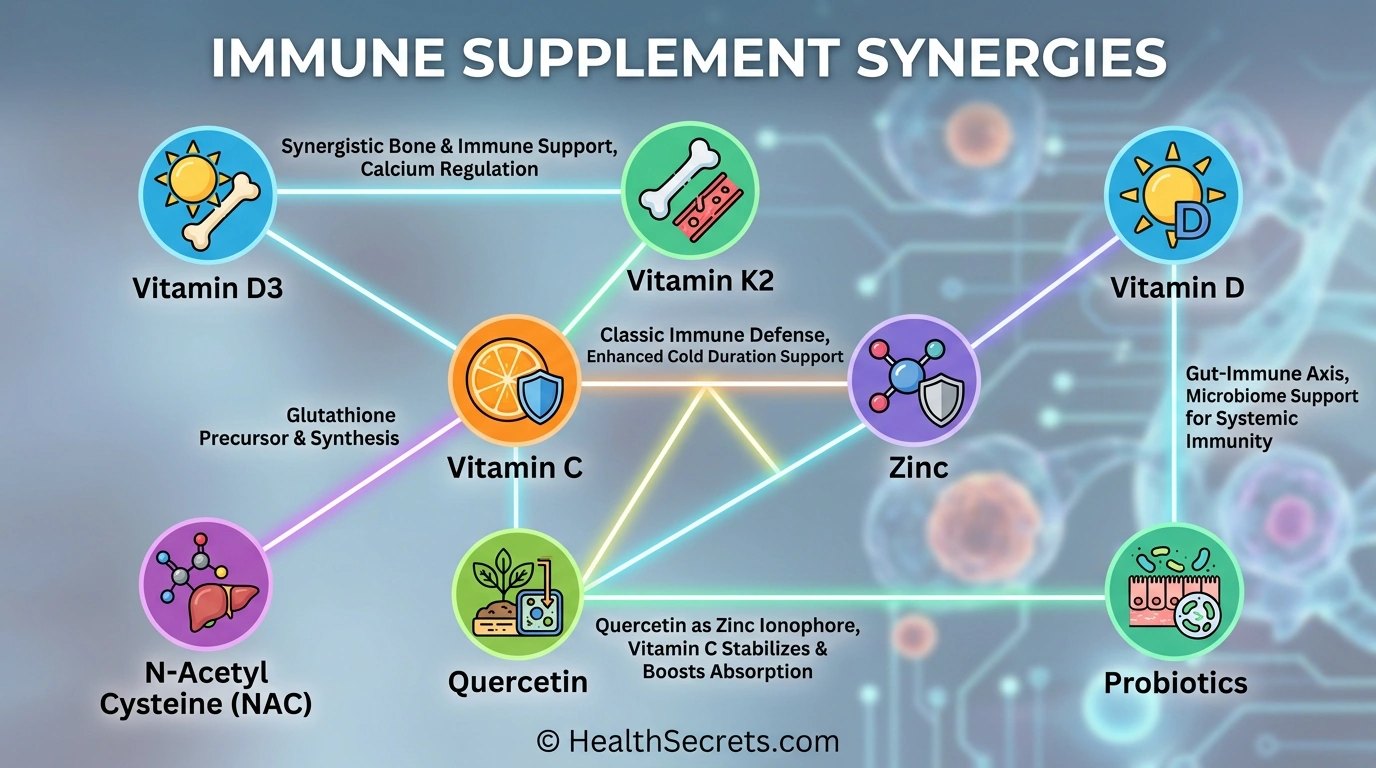 Chart showing synergistic combinations of immune boosting supplements