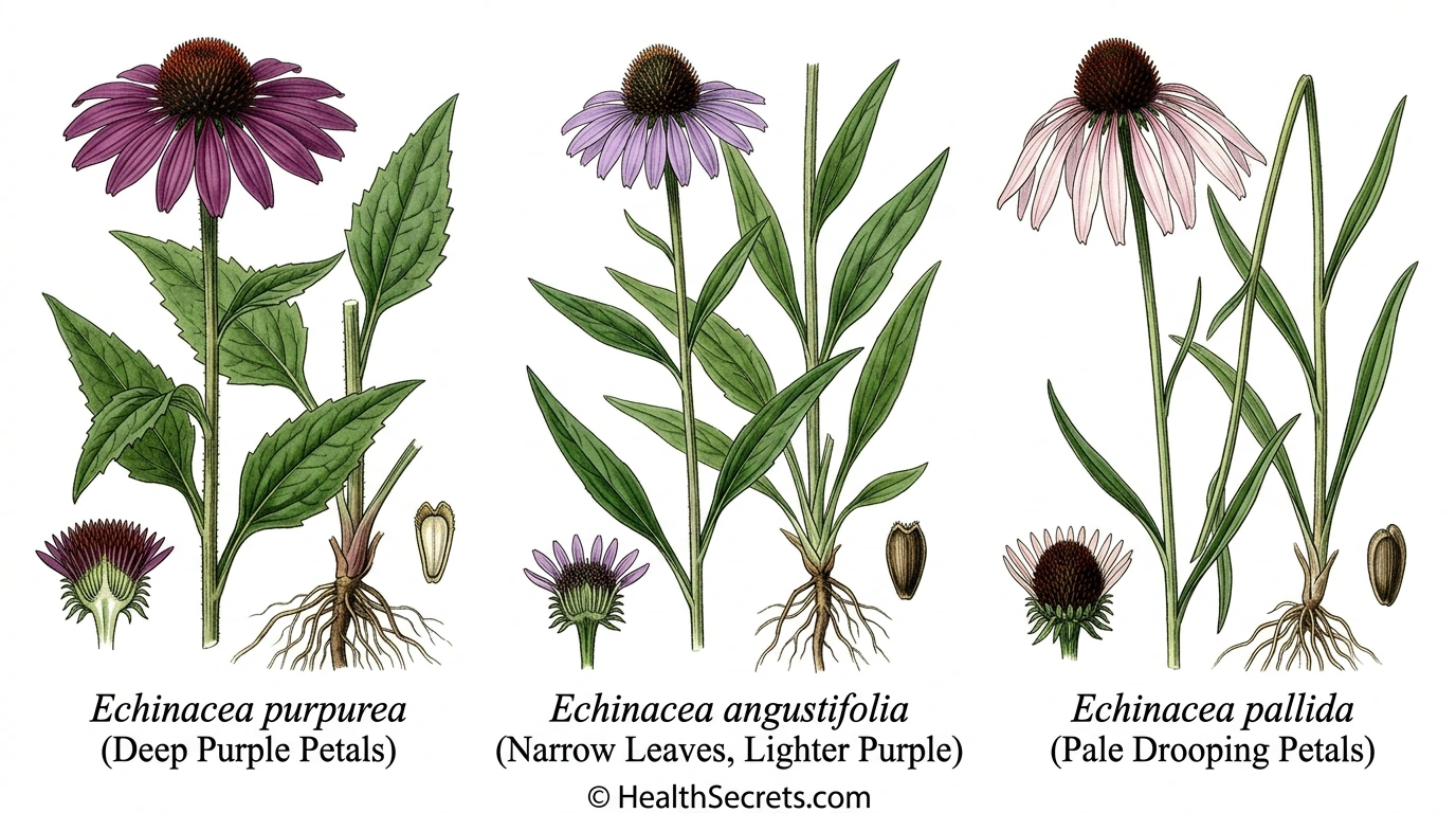 Botanical comparison of three echinacea species purpurea angustifolia and pallida used in immune supplements