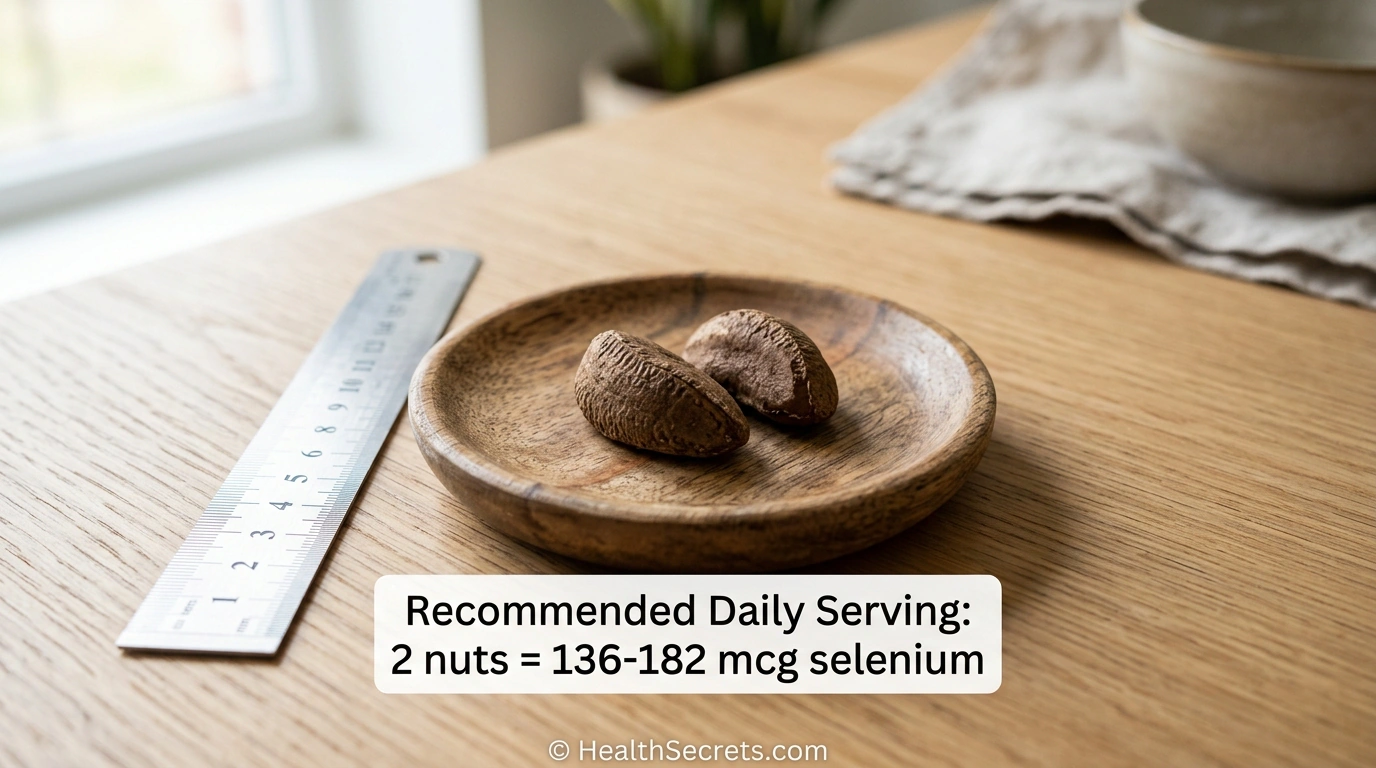 Two Brazil nuts showing recommended daily selenium serving size