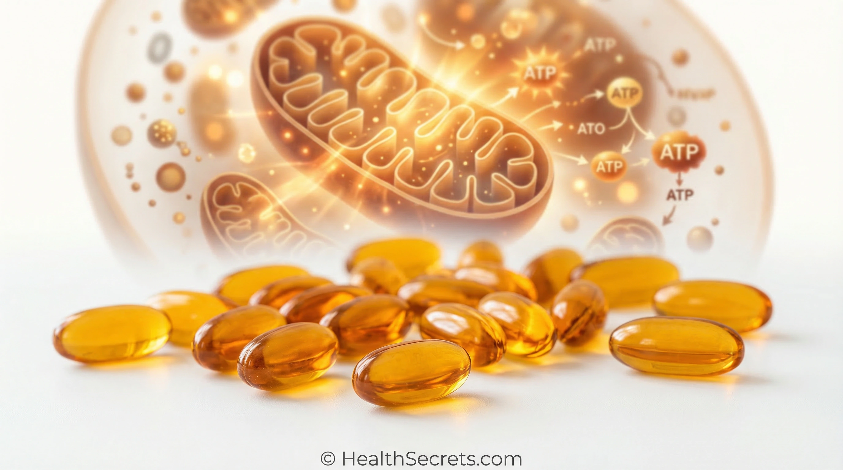 CoQ10 coenzyme Q10 supplements supporting mitochondrial energy production for longevity