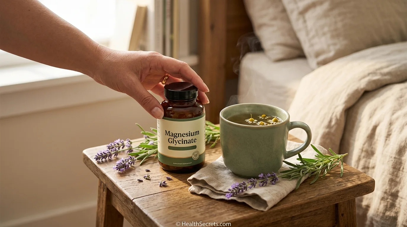 Magnesium glycinate supplements in a peaceful calming setting for natural anxiety relief
