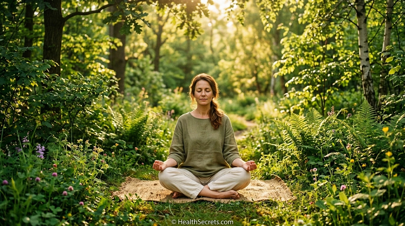 Person practicing mindfulness meditation in nature for mental wellness