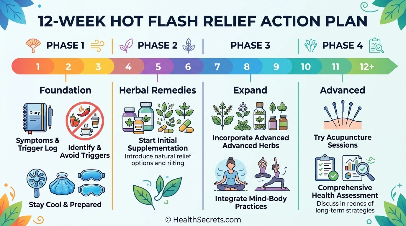 Comparison chart of five natural hot flash supplements showing effectiveness percentages and recommended doses