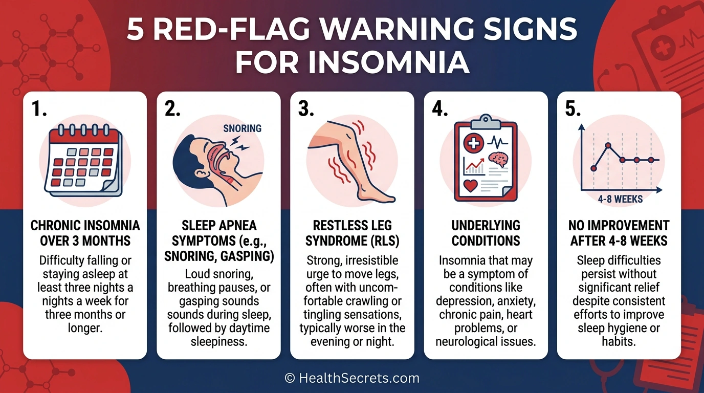 Warning signs infographic showing when to see a doctor for insomnia