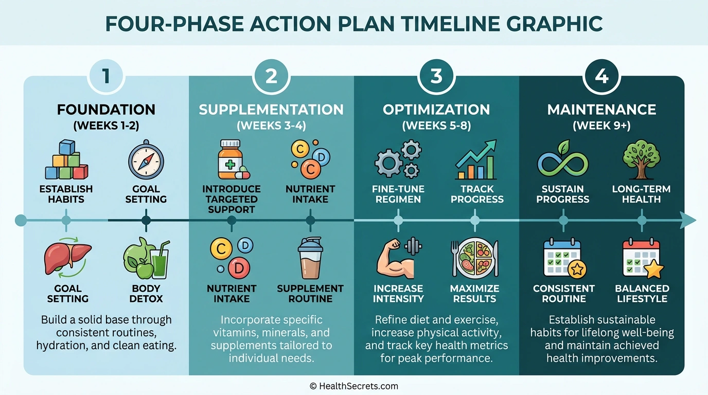 Four-phase action plan for managing anxiety naturally from foundation through maintenance