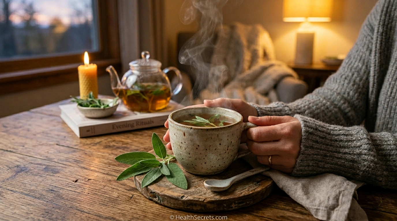 Fresh sage tea natural remedy for menopause night sweats and hot flashes